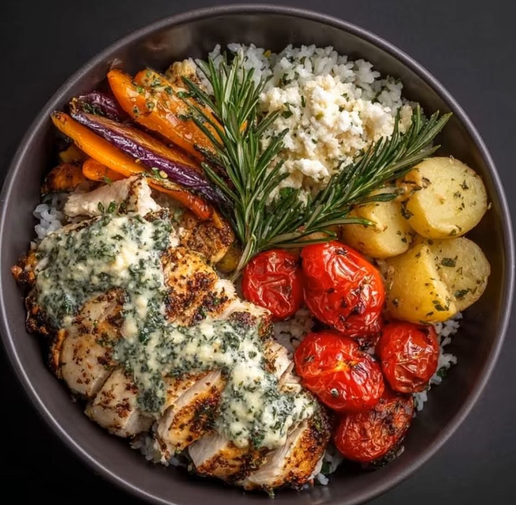Bowl poulet aux légumes sautés